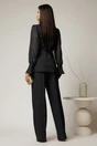 Compleu negru sacou cu pantalon cu maneci din dantela, 2, dyfashion.ro