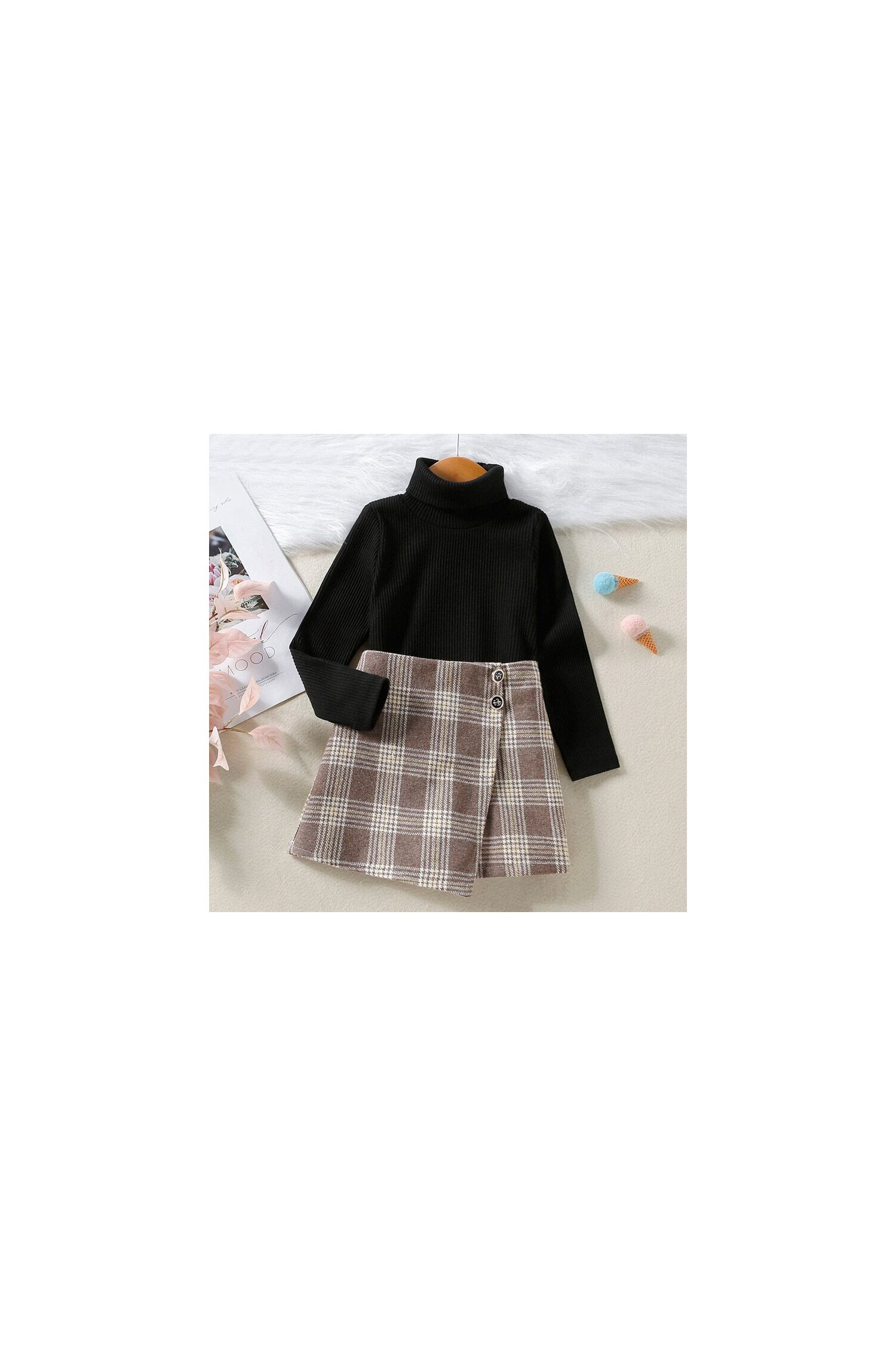 Compleu pentru fetite Rika cu fusta pantaloni si bluza neagra dyfashion.ro imagine 2022 13clothing.ro