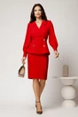 Compleu rosu din stofa cu sacou si fusta, 4, dyfashion.ro
