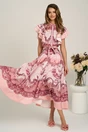 Compleu roz cu bluza si fusta midi din viscoza cu imprimeu, 4, dyfashion.ro