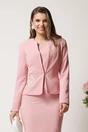 Compleu roz cu rochie midi conica si sacou cu broderie- LaDonna, 1, dyfashion.ro