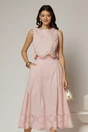 Compleu roz din poplin format din fusta clos si top scurt, 1, dyfashion.ro