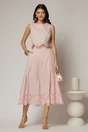 Compleu roz din poplin format din fusta clos si top scurt, 3, dyfashion.ro