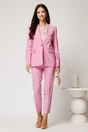 Compleu roz din stofa cu sacou si pantaloni, 1, dyfashion.ro
