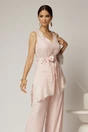 Compleu roz din viscoza cu vesta cu aplicatii din dantelasi pantaloni, 3, dyfashion.ro