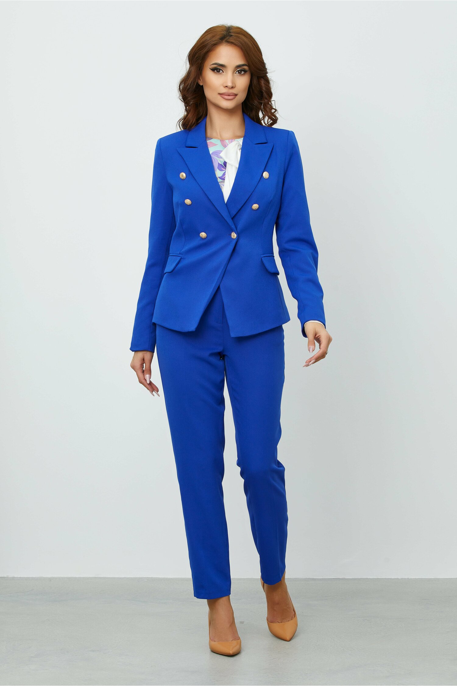 Compleu Sonia albastru cu sacou si pantaloni 2023 ❤️ Pret Super dyfashion imagine noua 2022