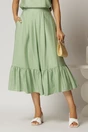 Compleu verde fistic de vara din rayon din fusta si bluza cu aplicatie pe bust, 4, dyfashion.ro