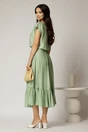 Compleu verde fistic de vara din rayon din fusta si bluza cu aplicatie pe bust, 2, dyfashion.ro
