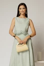 Compleu verde fistic din poplin format din fusta clos si top scurt, 3, dyfashion.ro