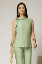 Compleu verde fistic din vascoza cu bluza fara maneci si pantalon lejer, 2, dyfashion.ro