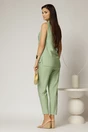 Compleu verde fistic din vascoza cu bluza fara maneci si pantalon lejer, 3, dyfashion.ro