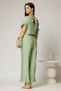 Compleu verde fistic din viscoza cu pantalon si bluza cu maneci lejere, 2, dyfashion.ro