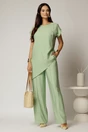 Compleu verde fistic din viscoza din bluza asimetrica si pantalon lejer, 1, dyfashion.ro