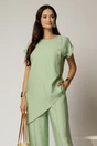 Compleu verde fistic din viscoza din bluza asimetrica si pantalon lejer, 3, dyfashion.ro