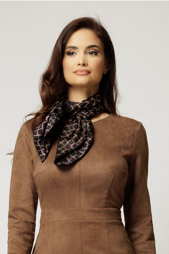 Esarfa imprimeu gri cu patratele negre