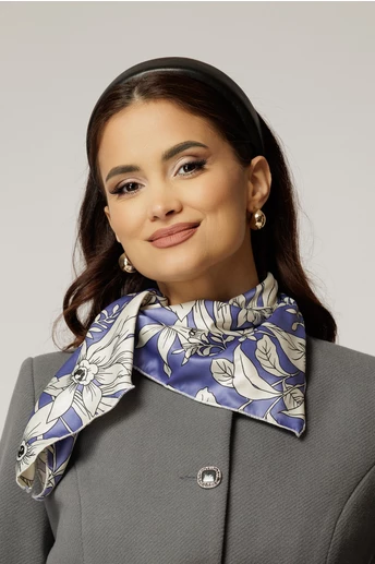 Esarfa lila cu imprimeu ivoar