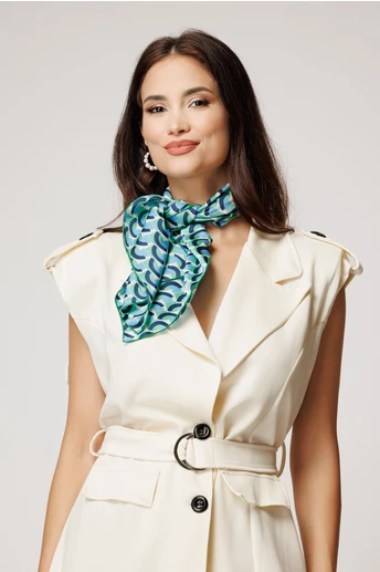 Esarfa turcoaz cu imprimeu bleu