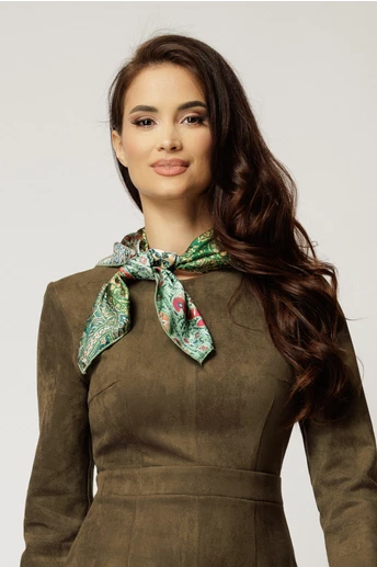 Esarfa verde menta cu imprimeu floral divers