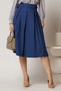 Fusta DY Fashion albastra in clos cu pliuri ample si curea in talie, 1, dyfashion.ro
