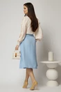Fusta DY Fashion bleu cu nasturi si pliuri din talie, 2, dyfashion.ro