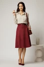 Fusta DY Fashion bordo clos din piele intoarsa si curea in talie, 3, dyfashion.ro
