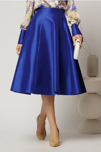 Fusta DY Fashion clos din tafta albastru indiggo