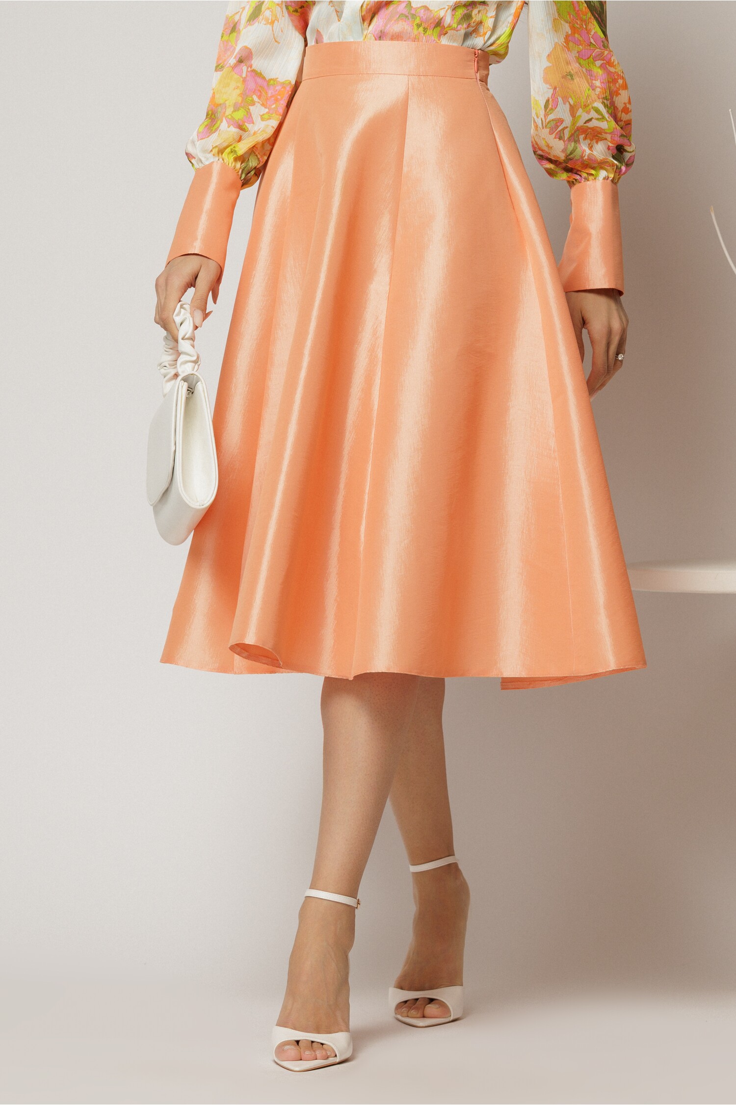 Fusta DY Fashion clos din tafta roz somon