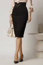 Fusta DY Fashion conica neagra cu decupaj la talie si lantisor auriu, 1, dyfashion.ro