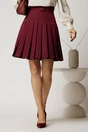 Fusta DY Fashion din stofa bordo plisata cu curea in talie, 1, dyfashion.ro