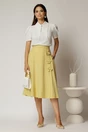 Fusta DY Fashion galbena cu aplicatii florale, 3, dyfashion.ro