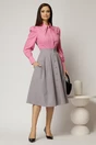 Fusta DY Fashion gri cu nasturi si pliuri din talie, 3, dyfashion.ro