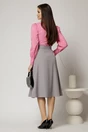 Fusta DY Fashion gri cu nasturi si pliuri din talie, 2, dyfashion.ro