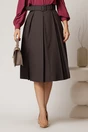 Fusta DY Fashion gri in clos cu pliuri ample si curea in talie, 1, dyfashion.ro
