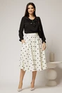 Fusta DY Fashion midi alba cu buline si fundite in contrast, 3, dyfashion.ro