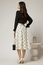Fusta DY Fashion midi alba cu buline si fundite in contrast, 2, dyfashion.ro