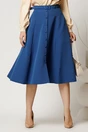 Fusta DY Fashion midi albastra cu nasturi si curea in talie, 1, dyfashion.ro
