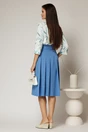 Fusta DY Fashion midi bleu cu pliuri si nasturi decorativi, 2, dyfashion.ro