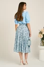 Fusta DY Fashion midi bleu din voal in clos cu imprimeuri florale si funda in talie, 2, dyfashion.ro