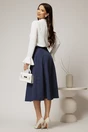 Fusta DY Fashion midi bleumarin cu buline si fundite in contrast, 2, dyfashion.ro