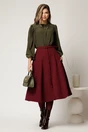 Fusta DY Fashion midi bordo cu nasturi si curea in talie, 3, dyfashion.ro