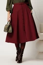 Fusta DY Fashion midi bordo cu nasturi si curea in talie, 1, dyfashion.ro