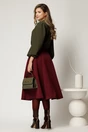 Fusta DY Fashion midi bordo cu nasturi si curea in talie, 2, dyfashion.ro