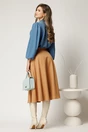 Fusta DY Fashion midi camel cu nasturi si curea in talie, 2, dyfashion.ro