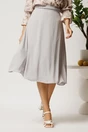 Fusta DY Fashion midi gri din triplu voal in clos cu cordon impletit, 1, dyfashion.ro