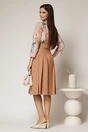 Fusta DY Fashion midi maro camel cu pliuri si nasturi decorativi, 2, dyfashion.ro