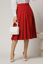 Fusta DY Fashion midi rosie cu pliuri si nasturi decorativi, 1, dyfashion.ro