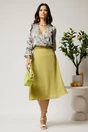 Fusta DY Fashion midi verde lime din triplu voal in clos cu cordon impletit, 3, dyfashion.ro