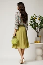 Fusta DY Fashion midi verde lime din triplu voal in clos cu cordon impletit, 2, dyfashion.ro