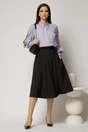 Fusta DY Fashion neagra cu nasturi si pliuri din talie, 3, dyfashion.ro