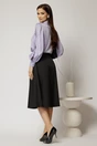 Fusta DY Fashion neagra cu nasturi si pliuri din talie, 2, dyfashion.ro